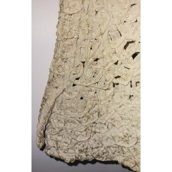 Lovely Vintage 1930s Ladies Handmade Ivory "Ribbon" Dress W/10 Button Back - Picture 5 of 16